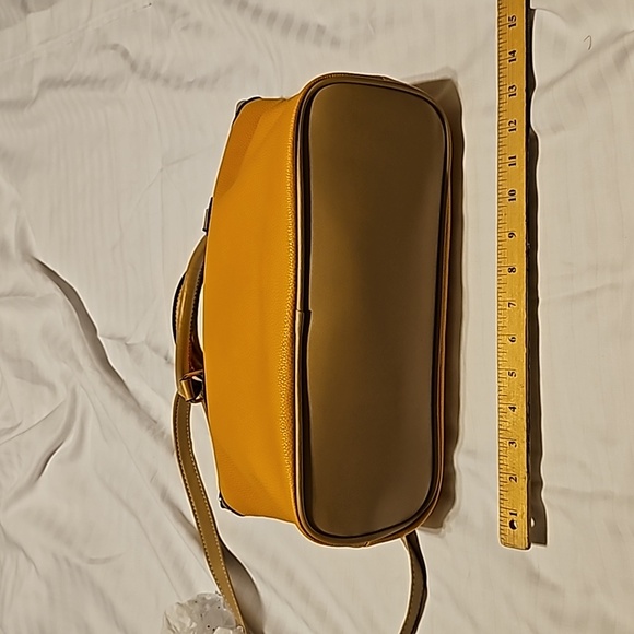 London Fog large zip top mustard yellow satchel. - Picture 3 of 7